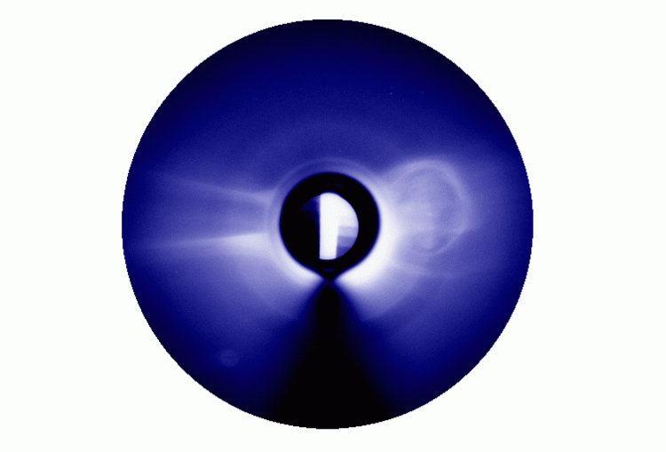 1973: Skylab astronauts operated a coronagraph designed by and built for the NCAR High Altitude Observatory (HAO). The HAO coronagraph recorded 115 explosive solar events known as coronal mass ejections (CMEs), as shown in the above image. CMEs are the sudden expulsion of magnetized plasma from the Sun’s atmosphere that are ejected into the solar wind with an average speed of 1 million mph. The fastest CMEs have been recorded traveling near the Sun at 9 million mph. The Sun can produce up to 4 or 5 CMEs per day during solar maximum activity and as few as a couple per week during solar minimum activity. The HAO Skylab observations established important clues about the relationship of CMEs to other forms of solar activity, such as erupting prominences and flares and they provided the best set of observations on CME basic properties for their time.