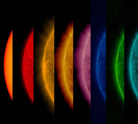 Images of the Sun taken at different wavelengths