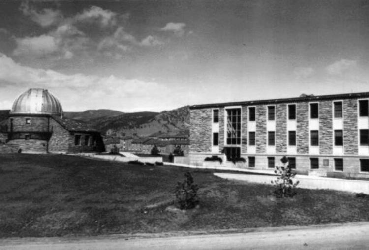 HAO's laboratories were relocated to the CU campus in 1948. HAO's laboratories were relocated to the CU campus. In the mid-50's, HAO and CU cooperated to establish the Summers-Bausch Observatory (seen on left side of photo). During the last half of the 1950s, HAO scientists pooled their talents with CU's faculty to form the University's Department of Astro-Geophysics. The Astro-Geophysics building (seen on right side of the photo) was dedicated October 8, 1960.