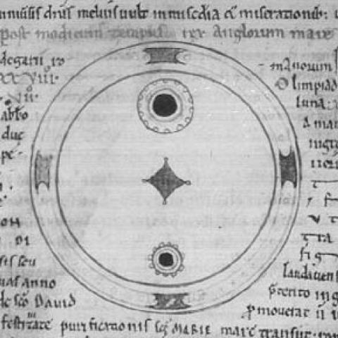 A drawing of a sunspot in the Chronicles of John of Worcester