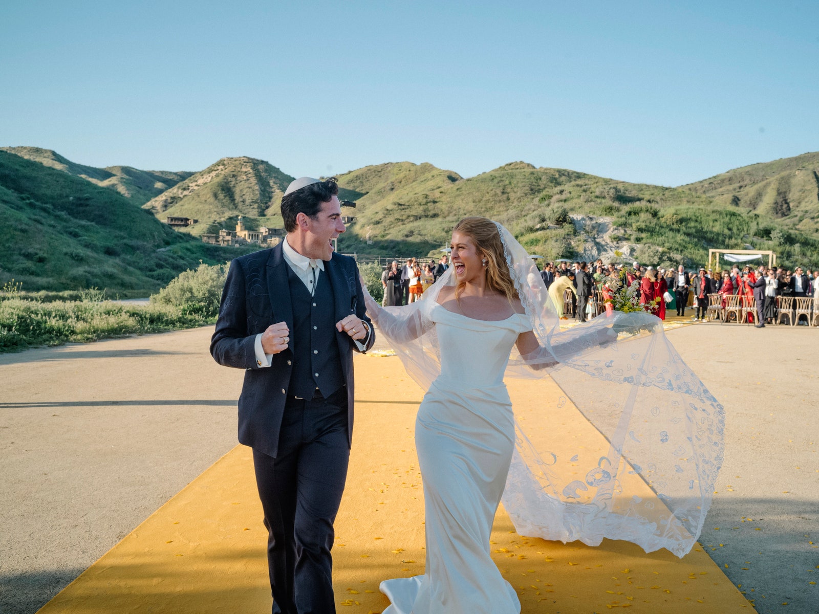 The Bride Wore a Vivienne Westwood Cape Embroidered With Her Own Artwork for Her California Movie Ranch Wedding