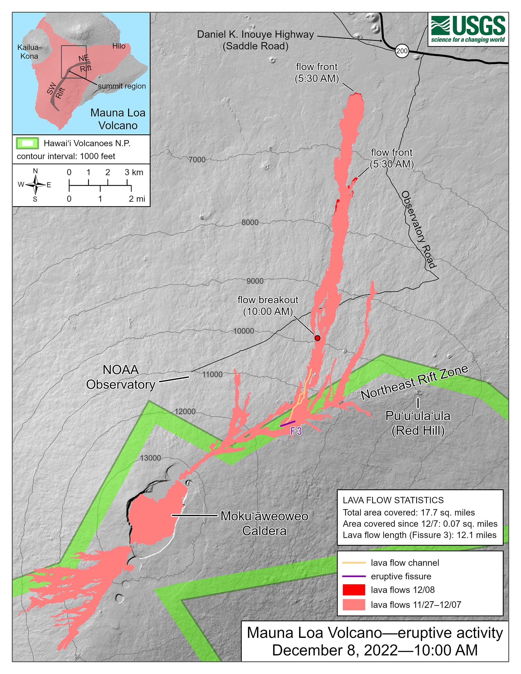 Map of Mauna Loa lava flows