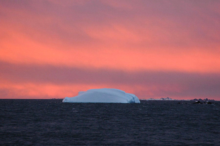 Iceberg at sunset.